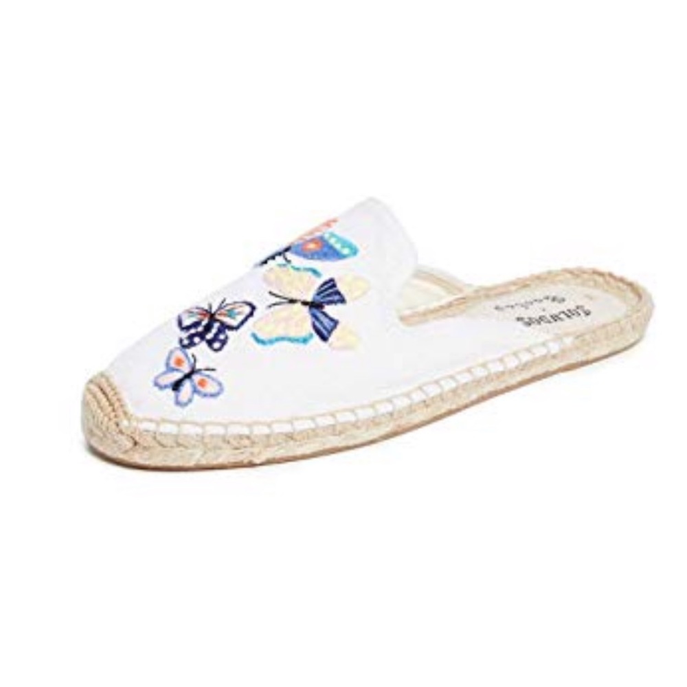 Soludos Butterflies Mules White 8
